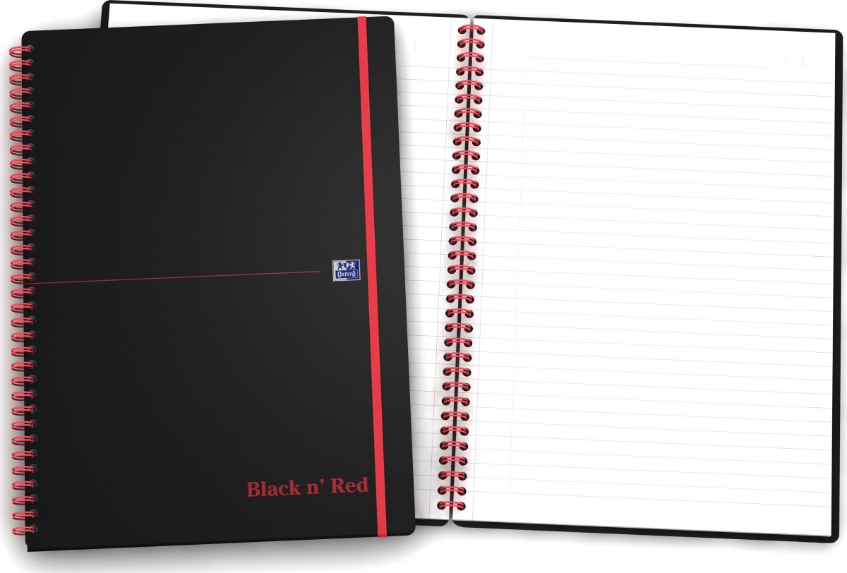 Oxford Black N' Red Anteckningsbok A4, linjerat