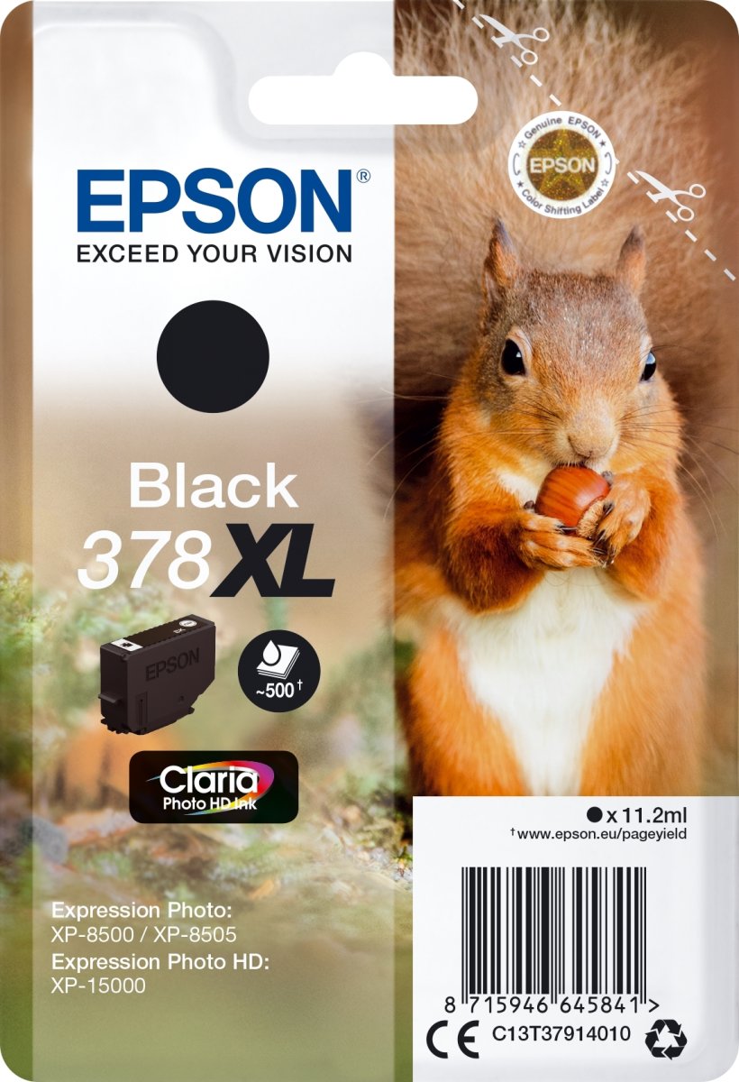 Epson T378 XL blækpatron, sort
