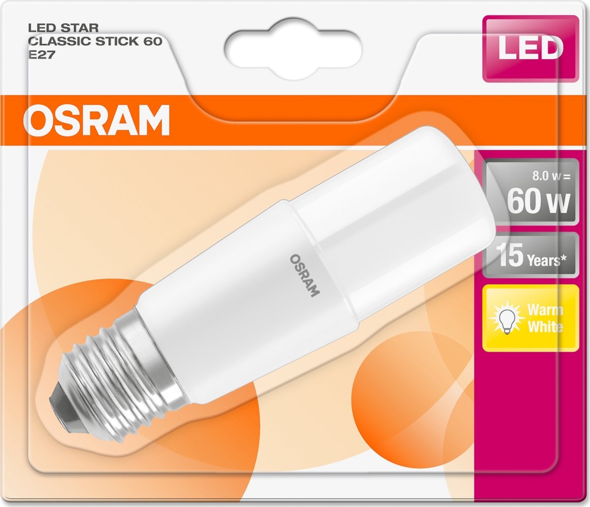 Osram LED stavformad lampa E27, 7 W = 53 W