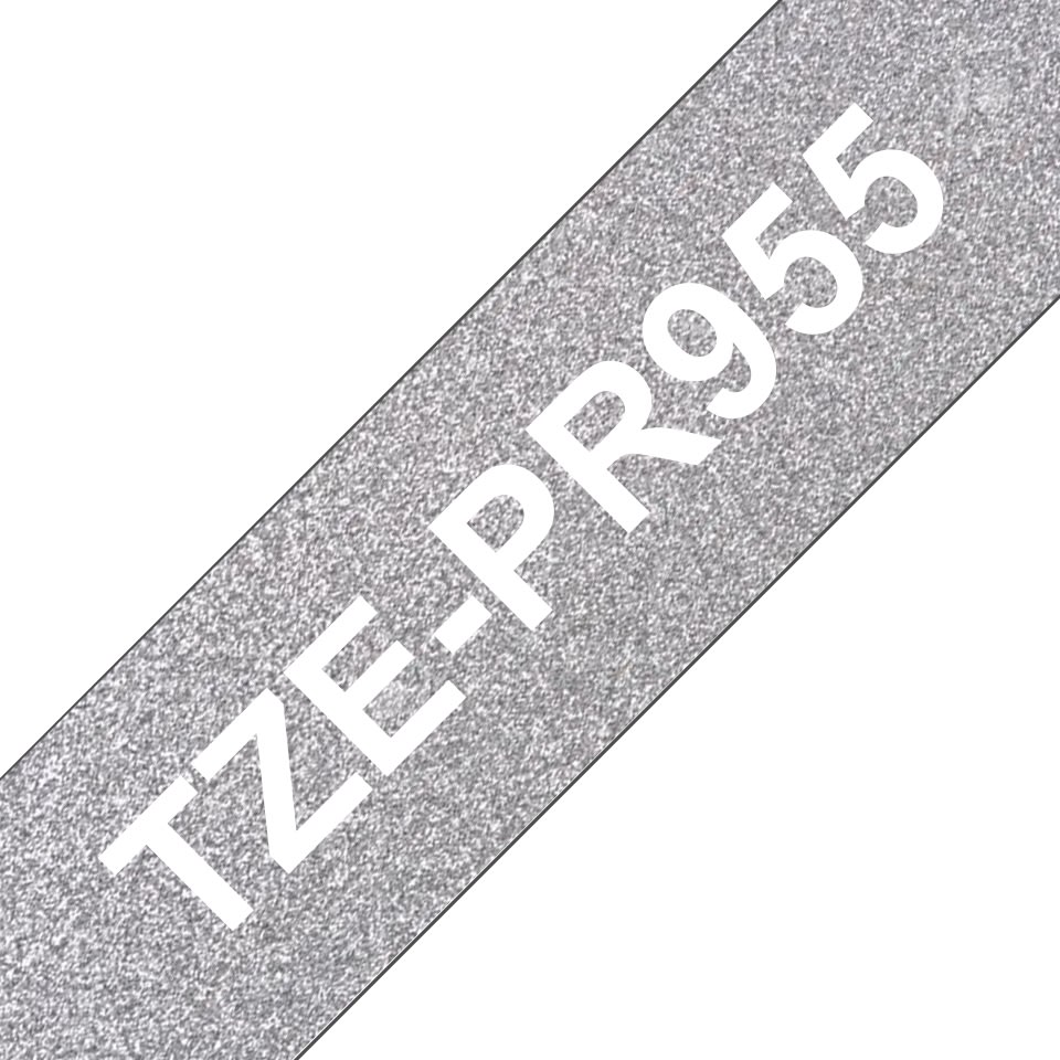 Brother TZe-PR955 etikettape, 24 mm, vit på silver