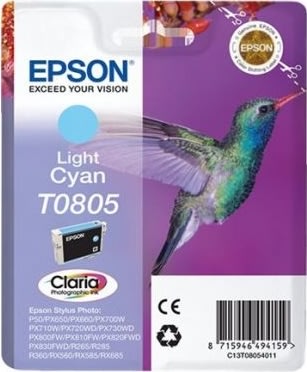 Epson Claria T0805 blækpatron, lys cyan, m/alarm