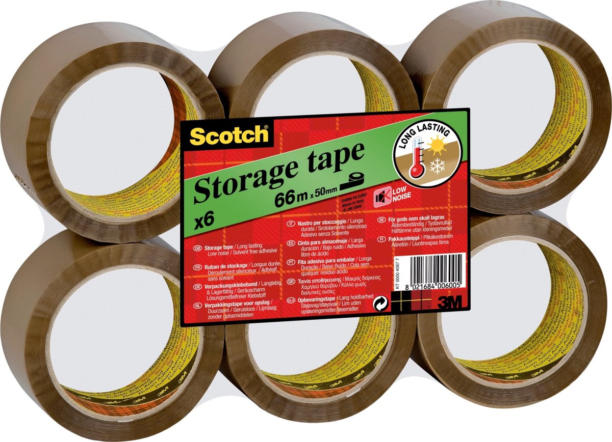 3M Scotch Packtejp 50 mm, akryl, low noise, brun