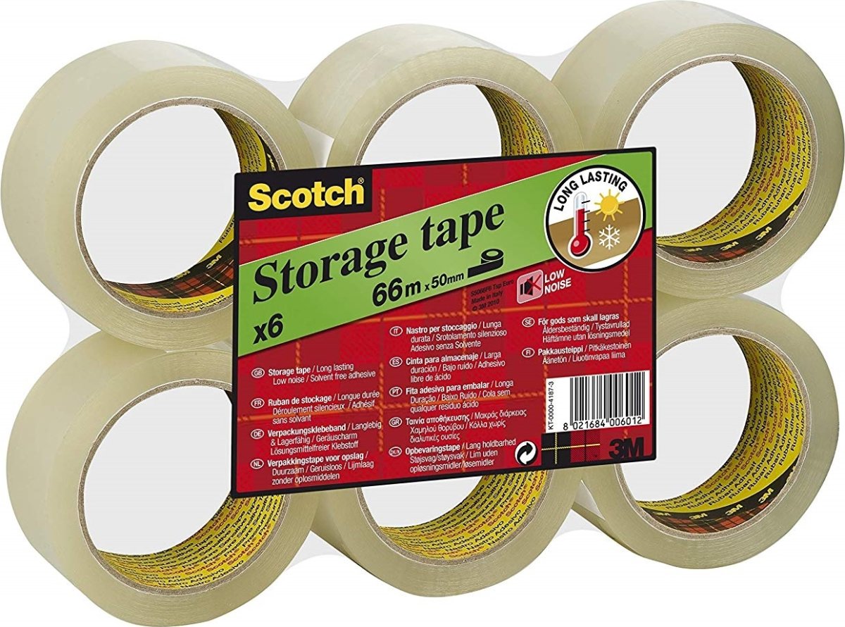3M Scotch Packtejp 50 mm, akryl, low noise, klar