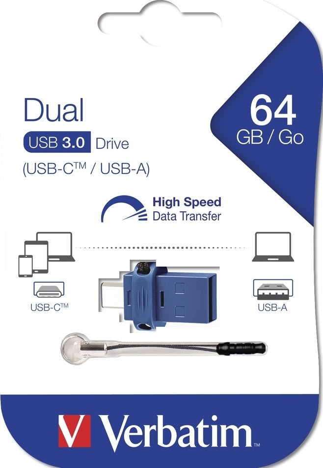 Verbatim Dual Drive USB/USB-C 64 GB, sort