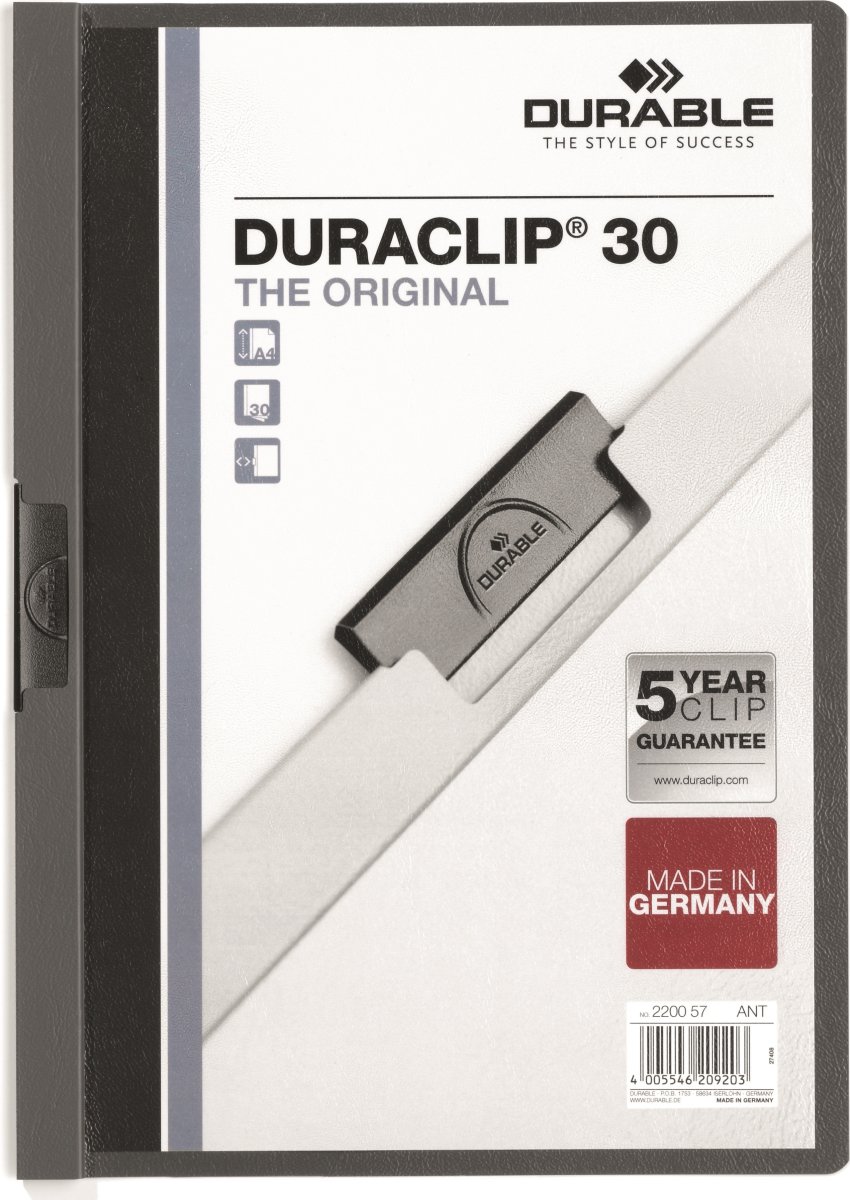 Durable Duraclip 30 klämmapp, antracitgrå