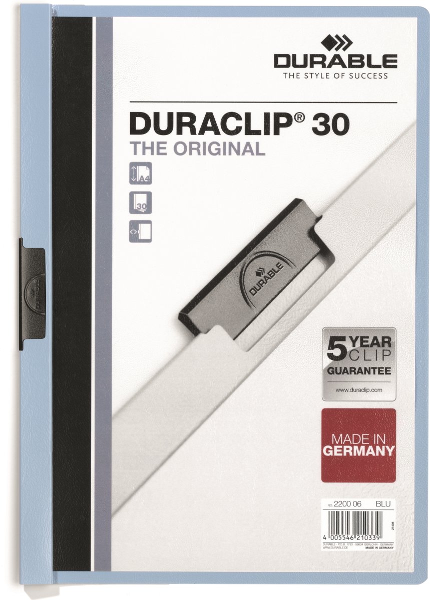 Durable Duraclip 30 klämmapp, blå