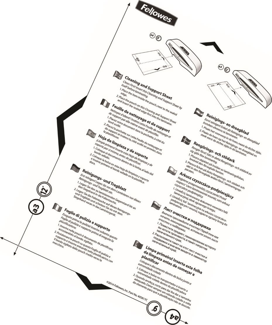 Rengöringsark för lamineringsmaskin Fellowes A3/A4