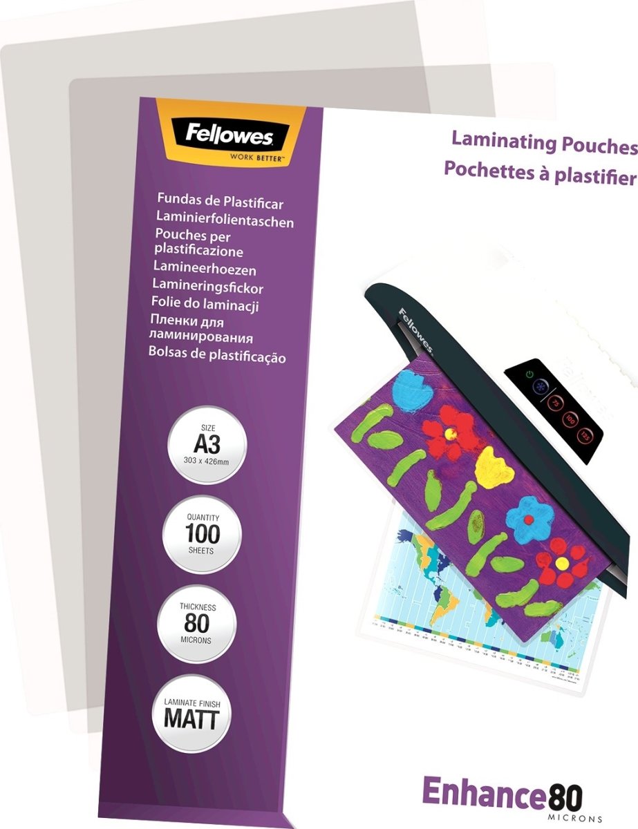Lamineringsfickor Fellowes Enhance A3 80mic Matt