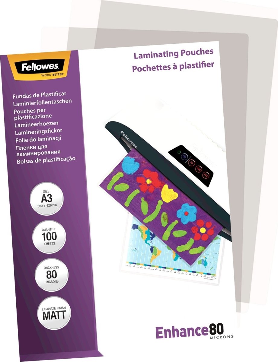 Lamineringsfickor Fellowes Enhance A3 80mic Matt