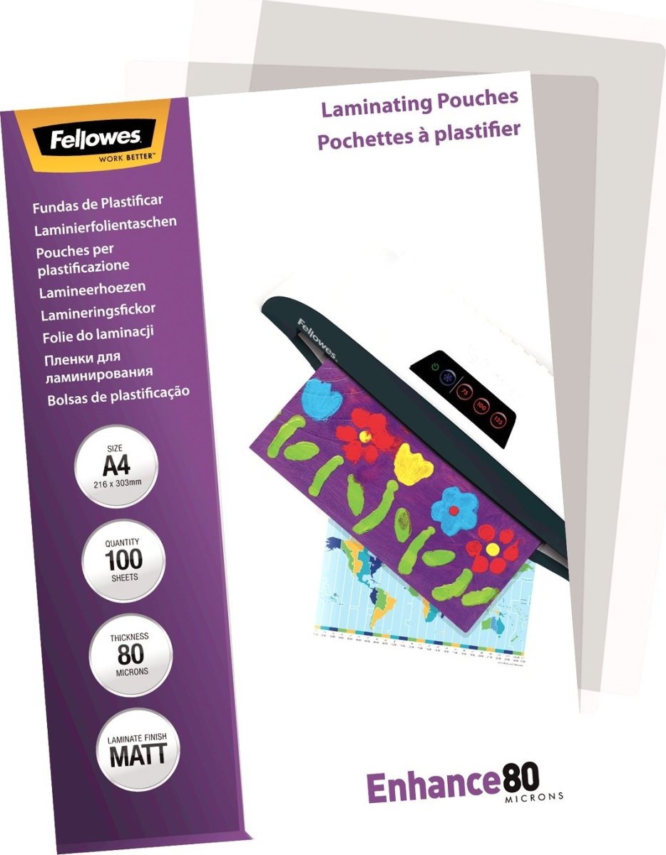 Lamineringsfickor Fellowes Enhance A4 80mic Matt