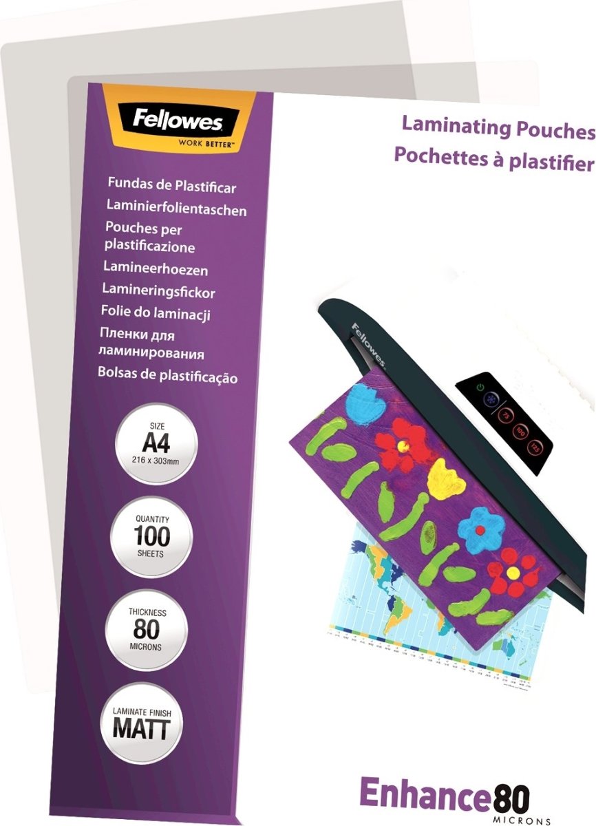 Lamineringsfickor Fellowes Enhance A4 80mic Matt