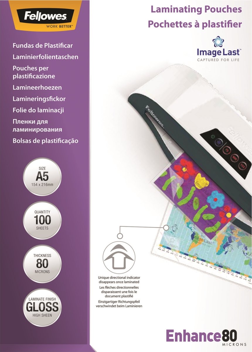 Lamineringsfickor Fellowes Enhance A5 80 micron
