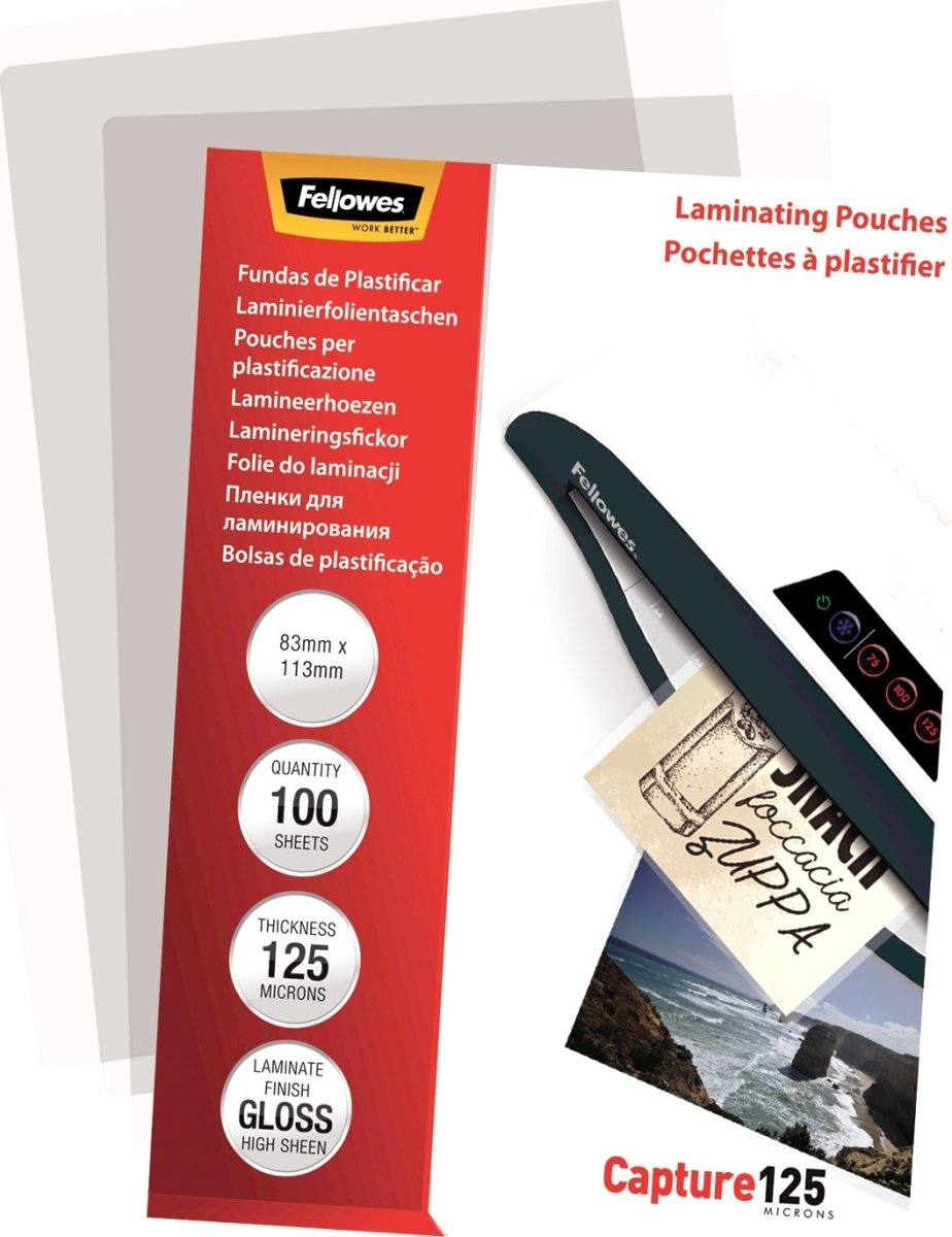 Lamineringsfickor Fellowes Capture 83x113mm 125mic
