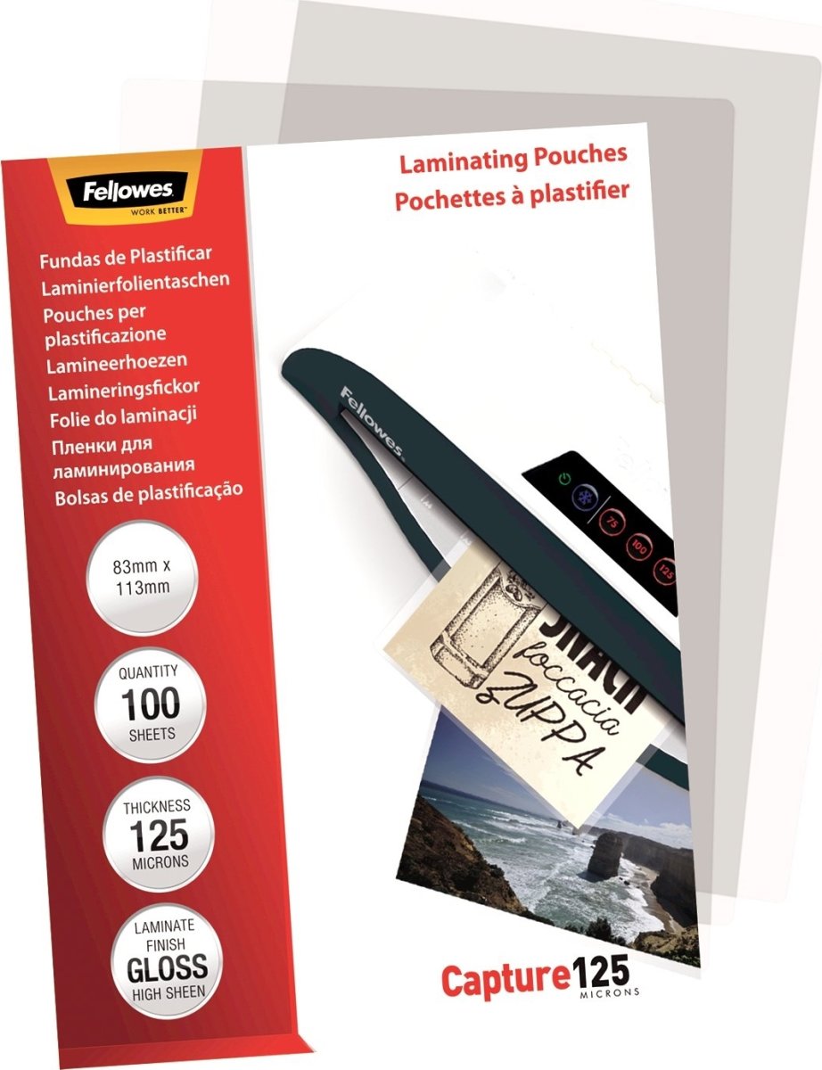 Lamineringsfickor Fellowes Capture 83x113mm 125mic