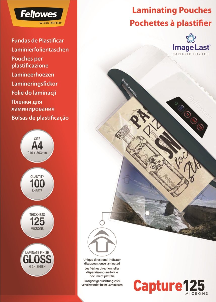 Lamineringsfickor Fellowes Capture A4 125mic Gloss