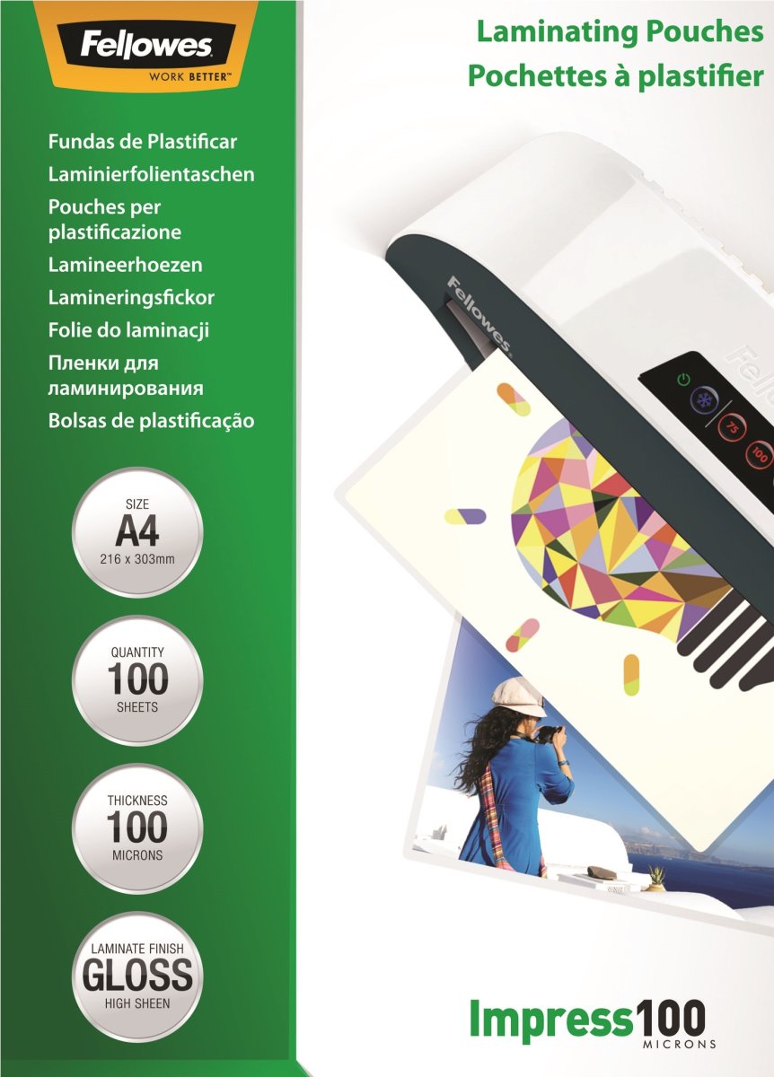 Lamineringsfickor Fellowes Impress A4 100 mikron