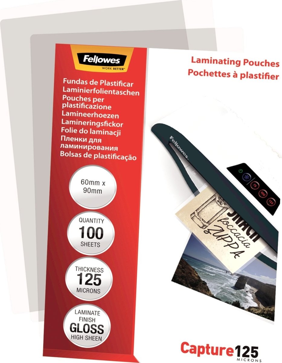 Lamineringsfickor Fellowes Capture 60x90mm 125mic