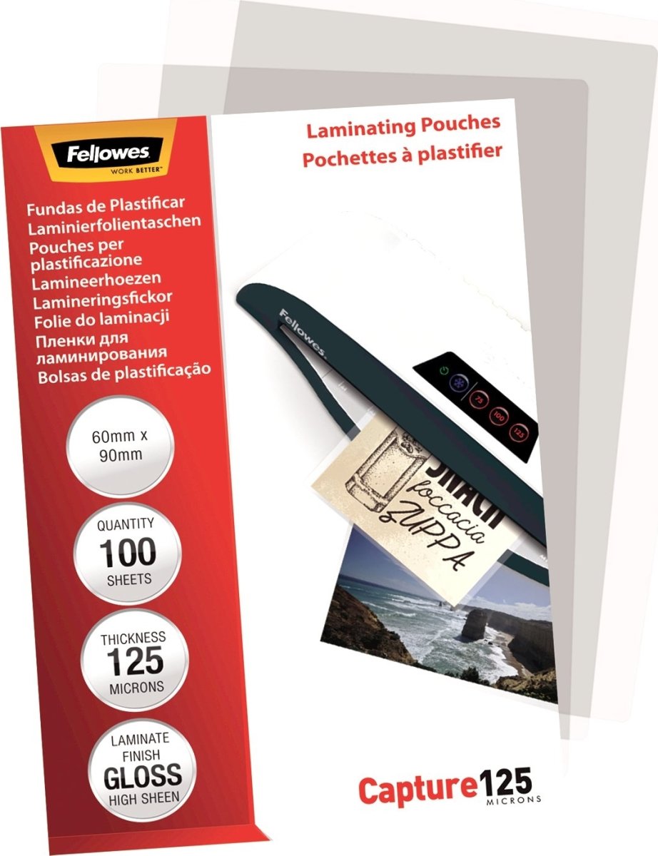 Lamineringsfickor Fellowes Capture 60x90mm 125mic