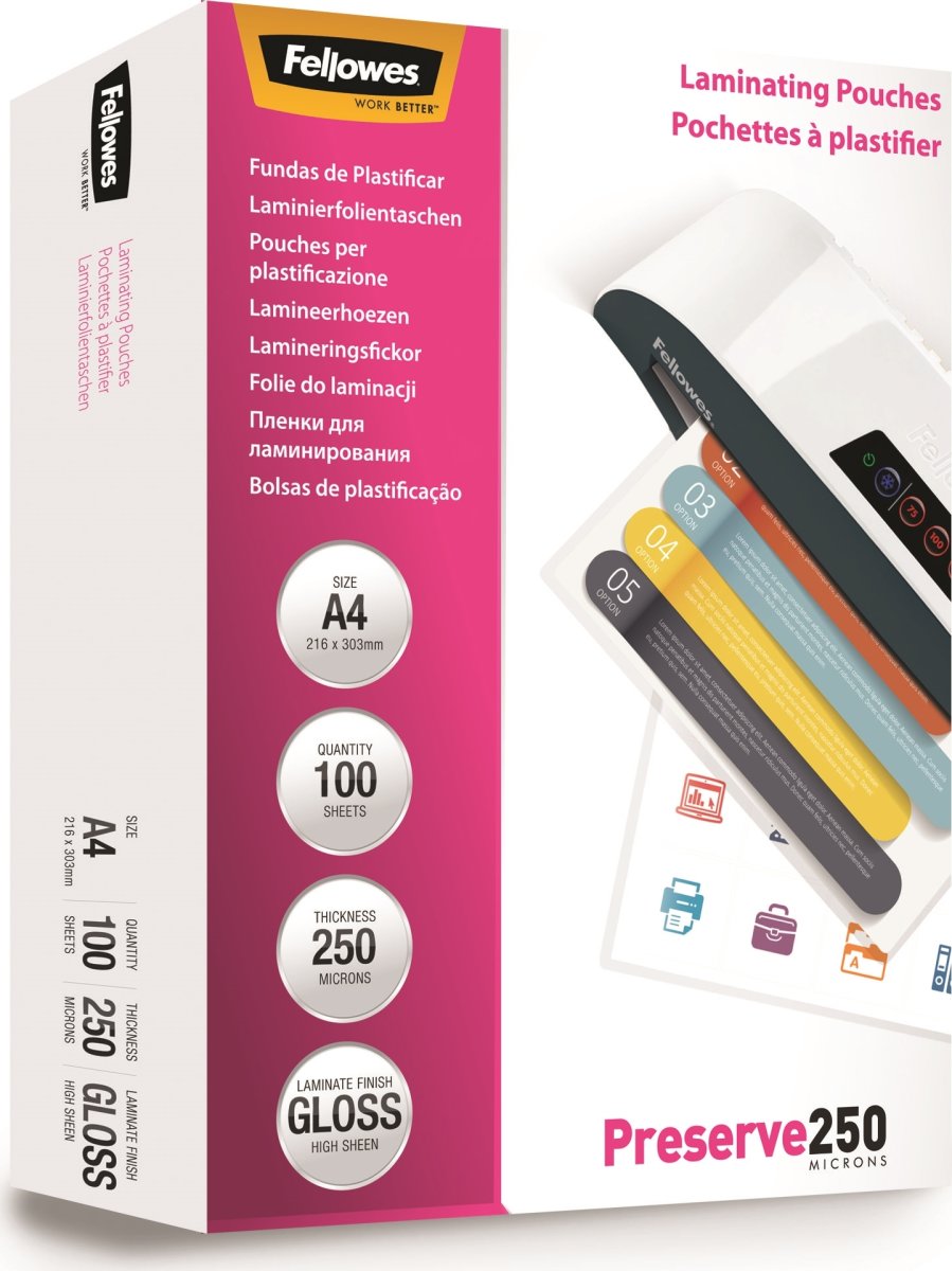 Lamineringsfickor Fellowes Preserve A4 250 micron