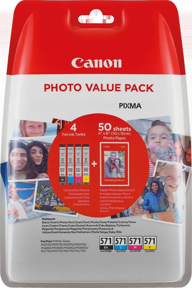 Bläckpatroner + fotopapper Canon CLI-571 BCMY