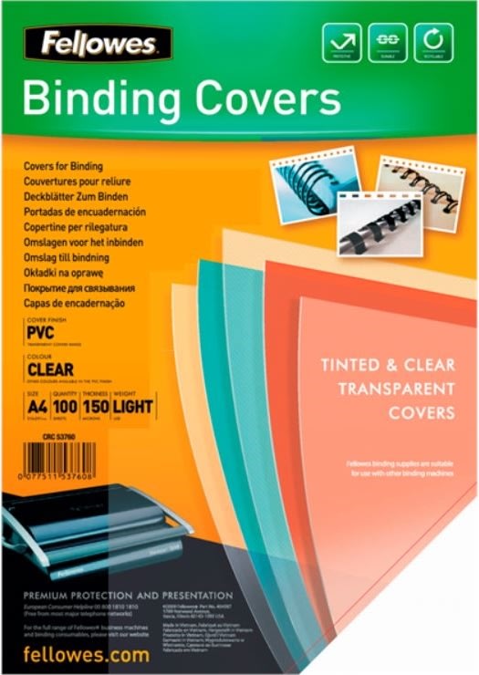 Omslag Fellowes A4 PVC Genomskinlig 150 micron