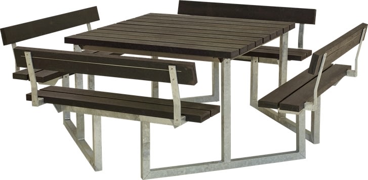 Plus Twist bänkset med 4 ryggstöd RePlast | 227 cm