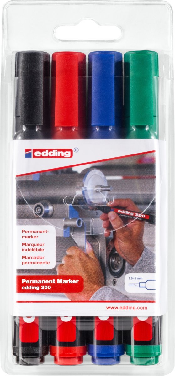 Märkpenna Edding 300 Permanent 4 färger