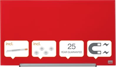 Whiteboard Nobo Diamond Glas Röd 38,1x67,7 cm
