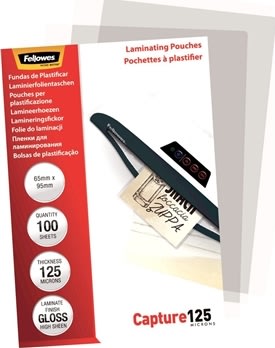Lamineringsfickor Fellowes Capture 125mic 65x95mm