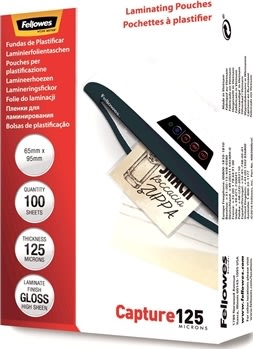 Lamineringsfickor Fellowes Capture 125mic 65x95mm