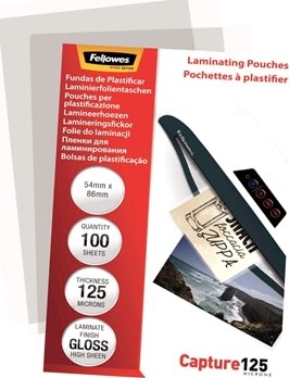 Lamineringsfickor Fellowes Capture 125mic 54x86mm