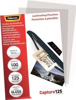 Lamineringsfickor Fellowes Capture 125mic 54x86mm