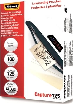 Lamineringsfickor Fellowes Capture 125mic 54x86mm