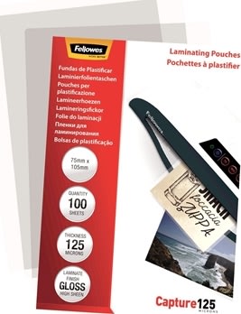 Lamineringsfickor Fellowes Capture 125mic 75x105mm
