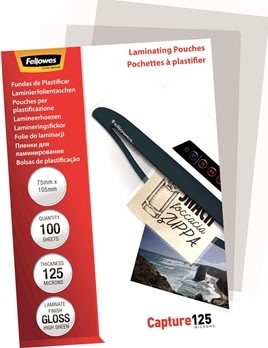 Lamineringsfickor Fellowes Capture 125mic 75x105mm