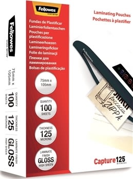 Lamineringsfickor Fellowes Capture 125mic 75x105mm