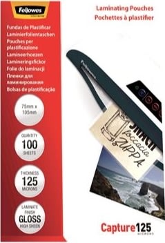 Lamineringsfickor Fellowes Capture 125mic 75x105mm