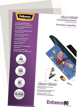 Lamineringsfickor Fellowes Enhance 80 mik A4 Gloss