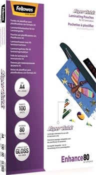 Lamineringsfickor Fellowes Enhance 80 mik A4 Gloss