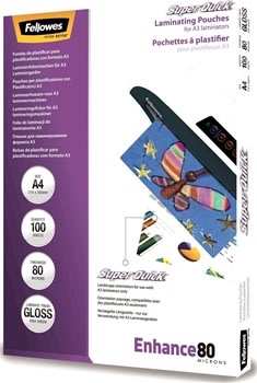 Lamineringsfickor Fellowes Enhance 80 mik A4 Gloss