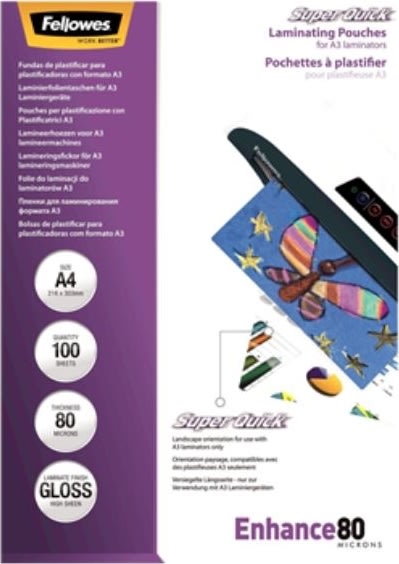 Lamineringsfickor Fellowes Enhance 80 mik A4 Gloss