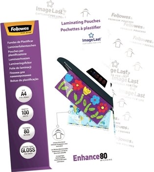 Lamineringsfickor Fellowes Enhance 80 mik A4 Gloss