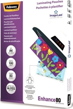 Lamineringsfickor Fellowes Enhance 80 mik A4 Gloss