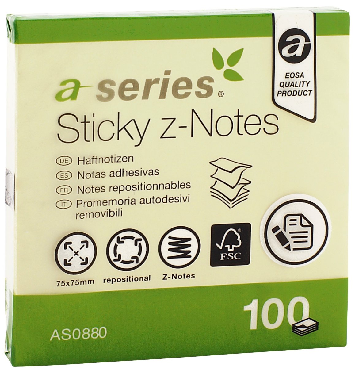 Z-notes a-series 75x75 mm 100 blad Gul