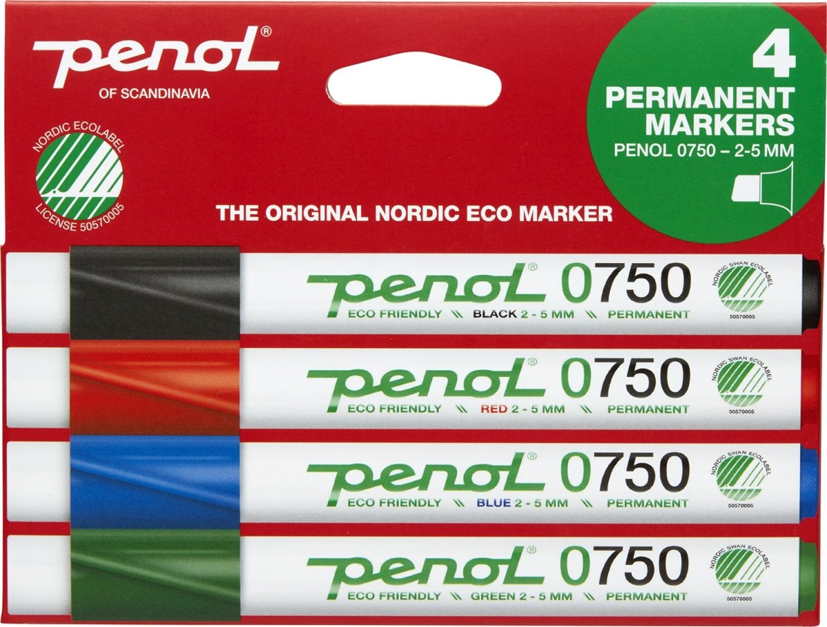 Permanent märkpenna Penol 0750 Set med 4 färger