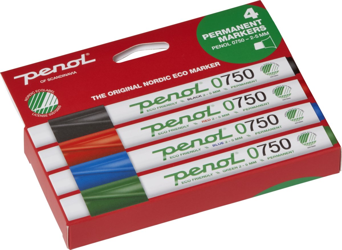 Permanent märkpenna Penol 0750 Set med 4 färger