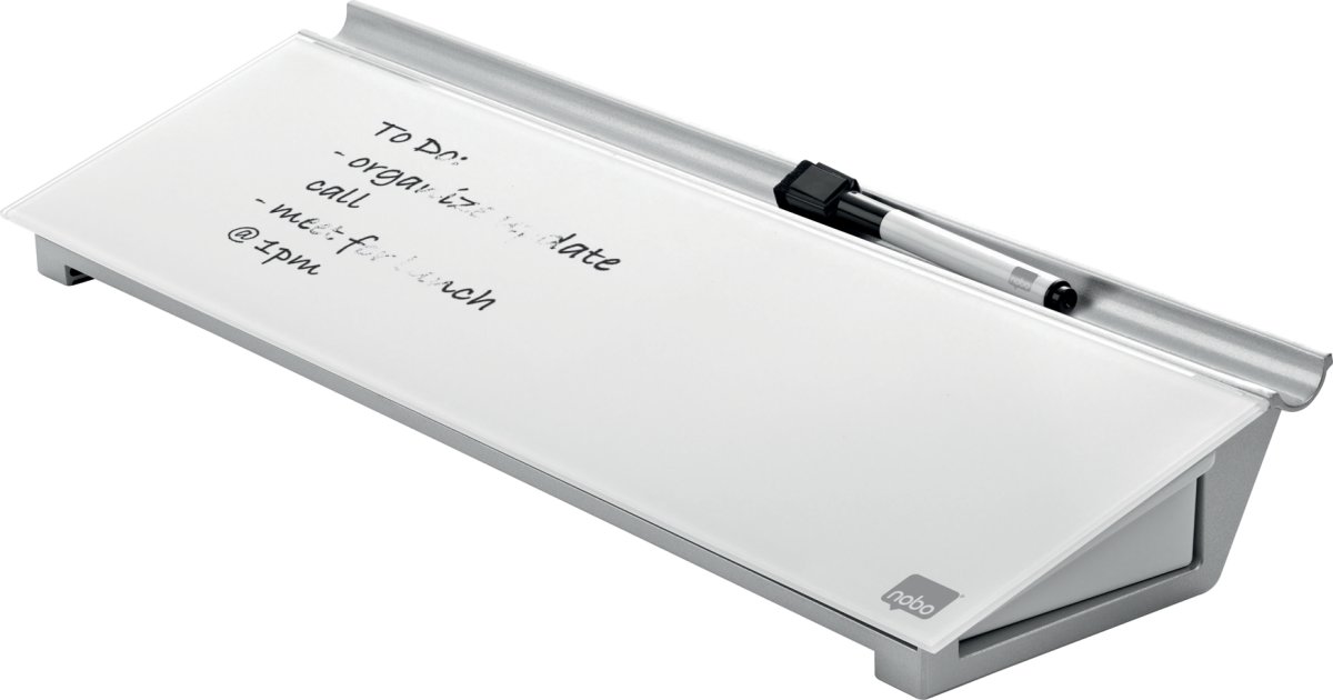 Nobo skrivebords whiteboardblok glas, hvid