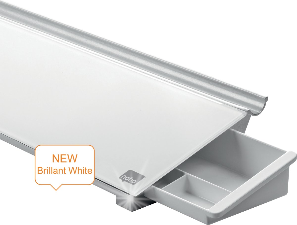 Nobo skrivebords whiteboardblok glas, hvid