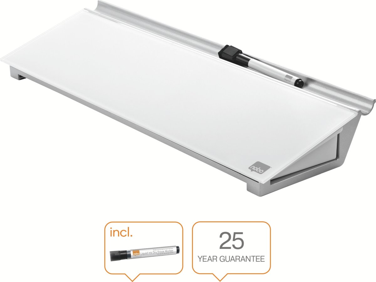 Nobo skrivebords whiteboardblok glas, hvid