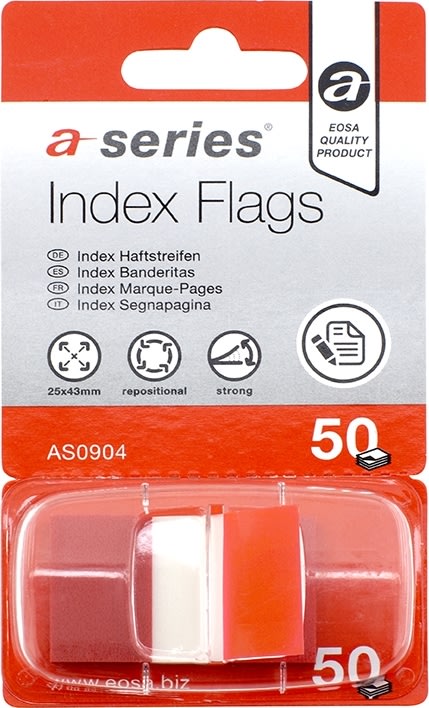 Indexflikar a-series 12x44 mm Röd